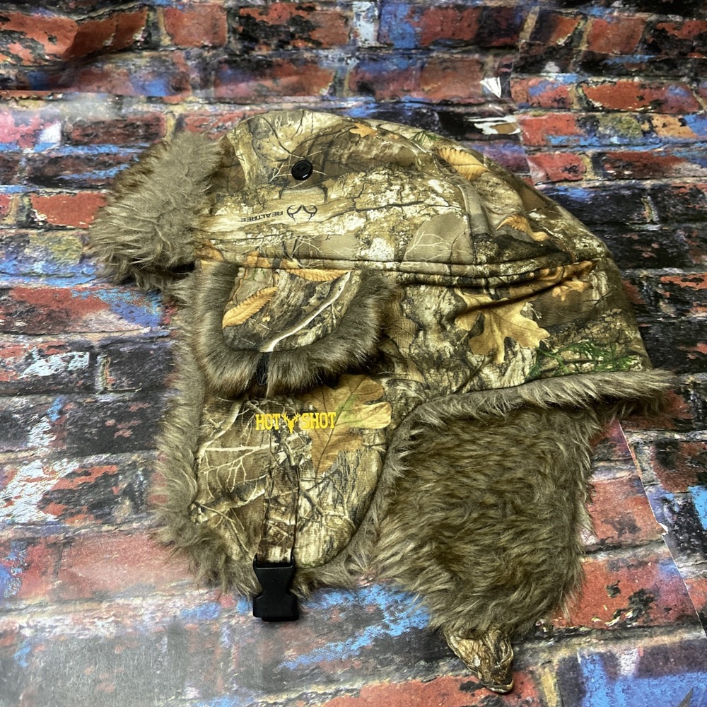Realtree Men's Hot Shot Faux Fur Trapper Hat Camouflage Sizes L Gorpcore Outdoor